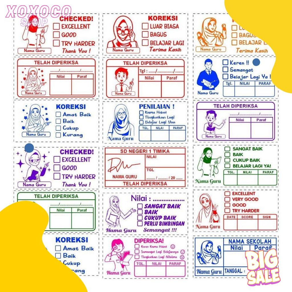 

Stempel Nilai Guru / Penilaian / Koreksi / Checked Diskon Setengah Harga