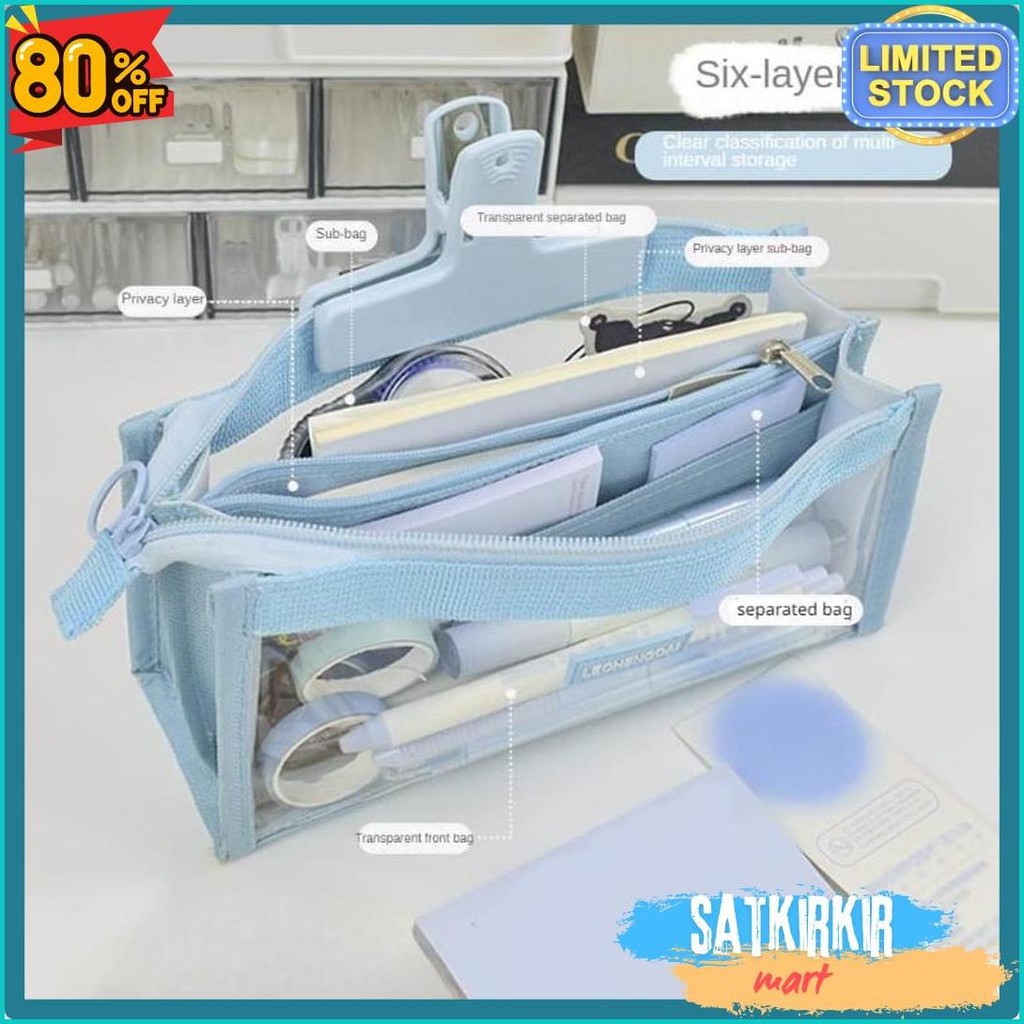 

[Miloli] Kotak Pensil Lechengcai Tempat Pena Kosmetik Kapasitas Besar Pvc Transparant Stationery - F0209 Diskon Setengah Harga