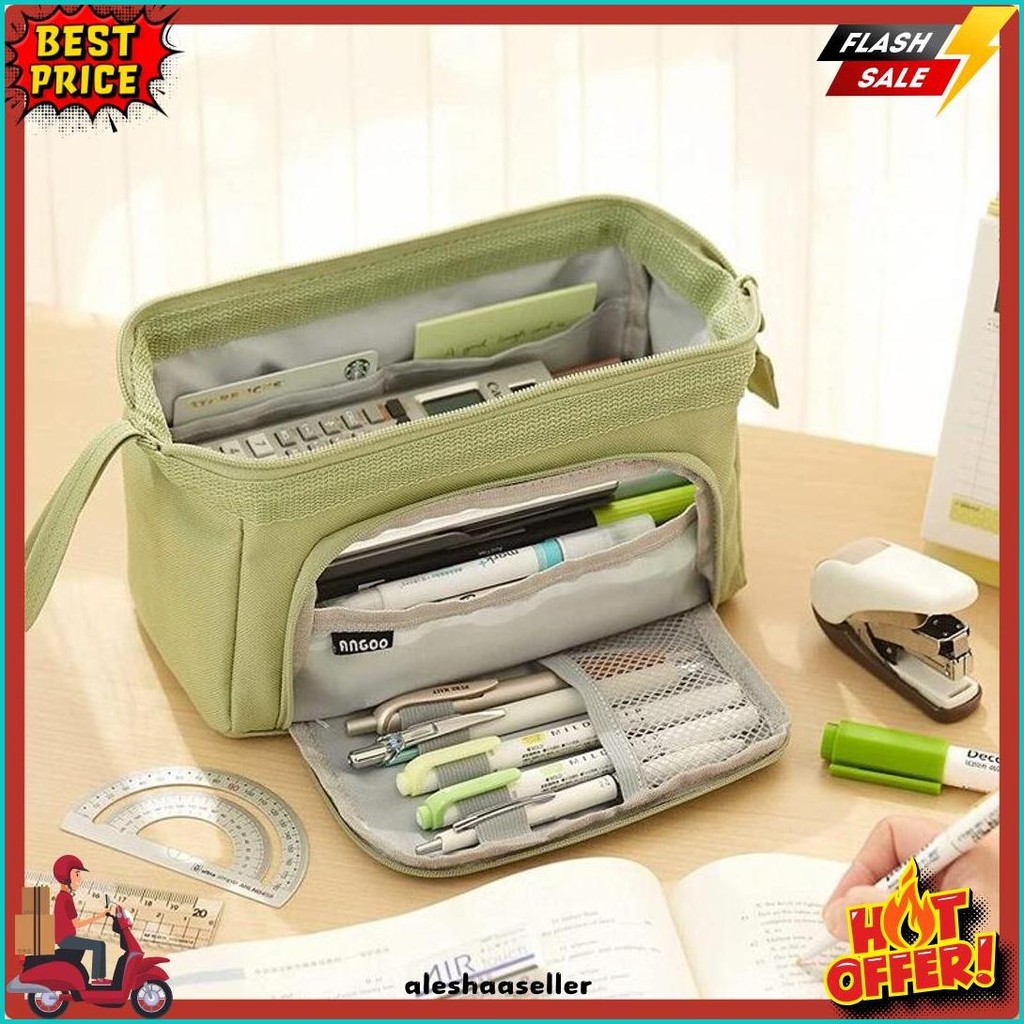 

[Cod] Angoo Super Large Capacity Pencil Case Kawaii Korean Pencil Cases Aesthetic Stationery Office Desk Storage Bag For Girls School Supplies Diskon Setengah Harga