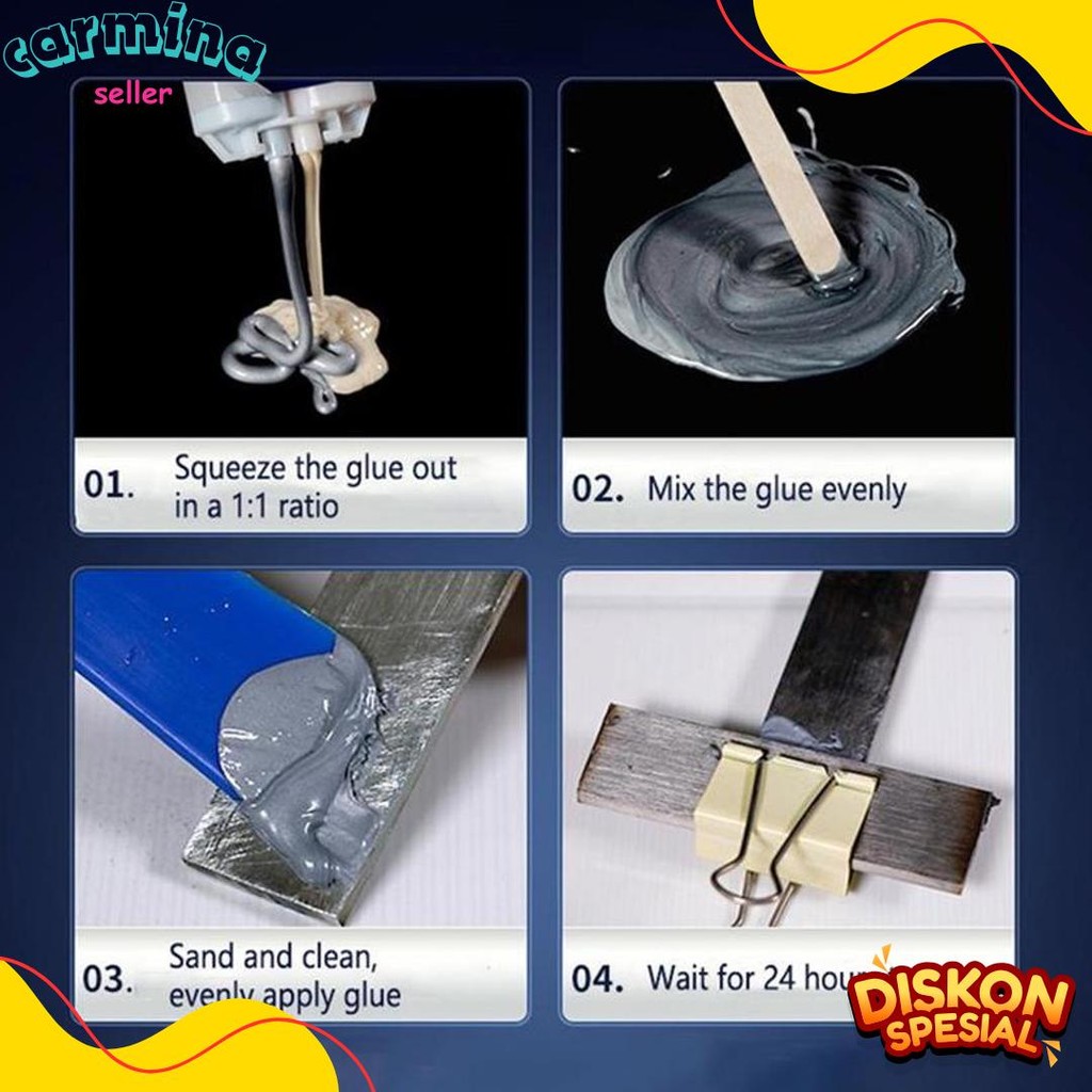 

100G Untuk Reparasi Mobil / Rumah (Lem Besi Kayu Kaca Plastik Karet Metal)Lem Perekat Super Pasta Perbaikan Metal Casting Glue Diskon