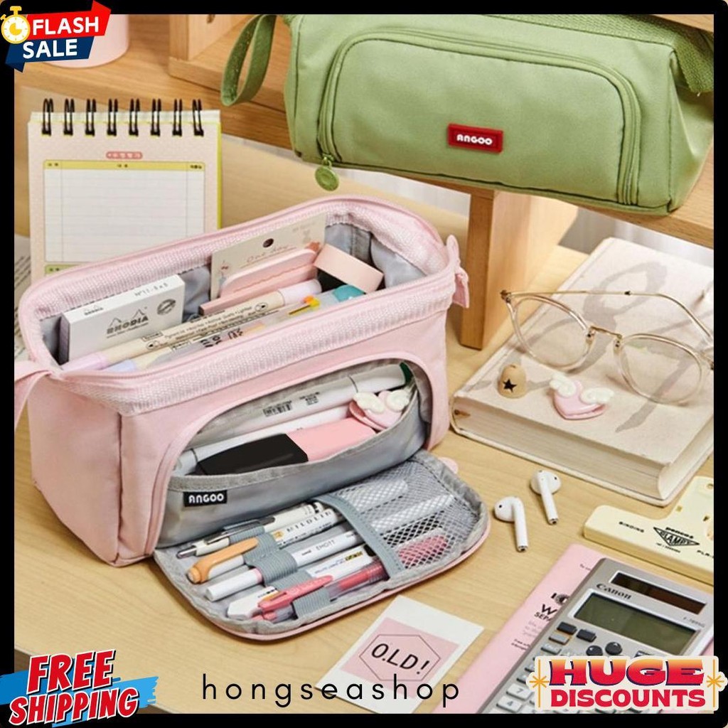 

[Cod] Angoo Super Large Capacity Pencil Case Kawaii Korean Pencil Cases Aesthetic Stationery Office Desk Storage Bag For Girls School Supplies Terlaris! Produk Ini Banyak Dicari