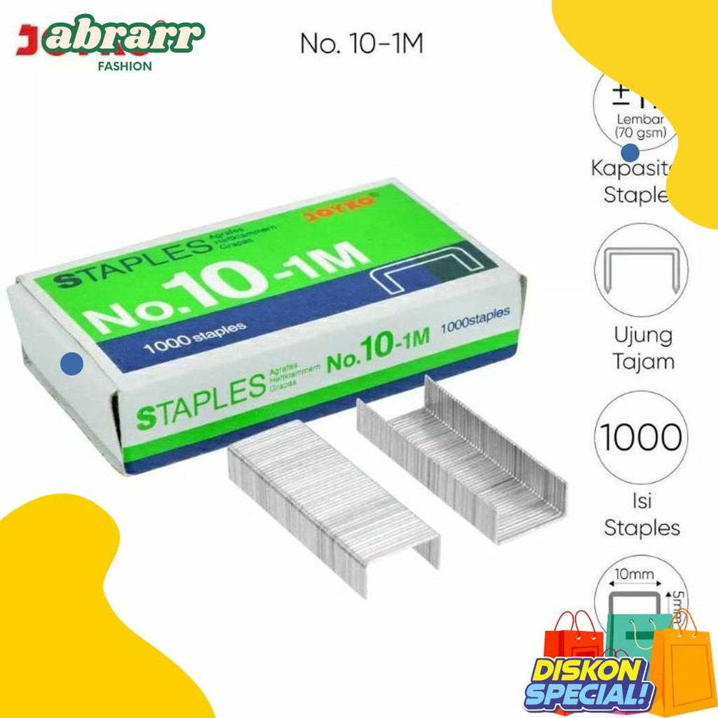 

( 1 Dus = 20 Pak Kecil ) 10-1M Staples Steples Isi Stapler Stepler Neces Joyko No. 10 - 1M Kecil Terlaris! Produk Ini Banyak Dicari