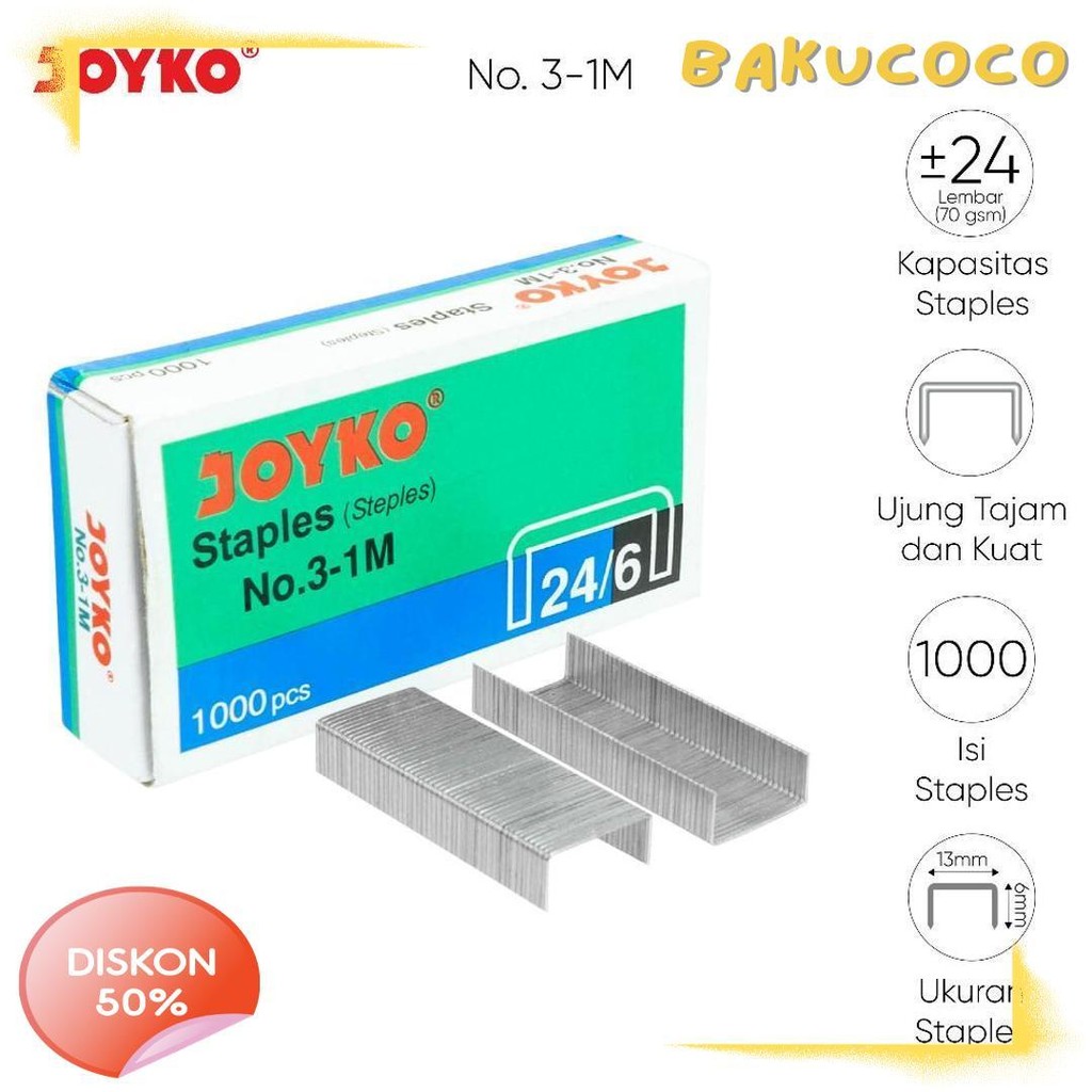 

Joyko Staples No.3 Isi Stepler Besar Hekter Joyko No.3-1M [20Pcs] Diskon