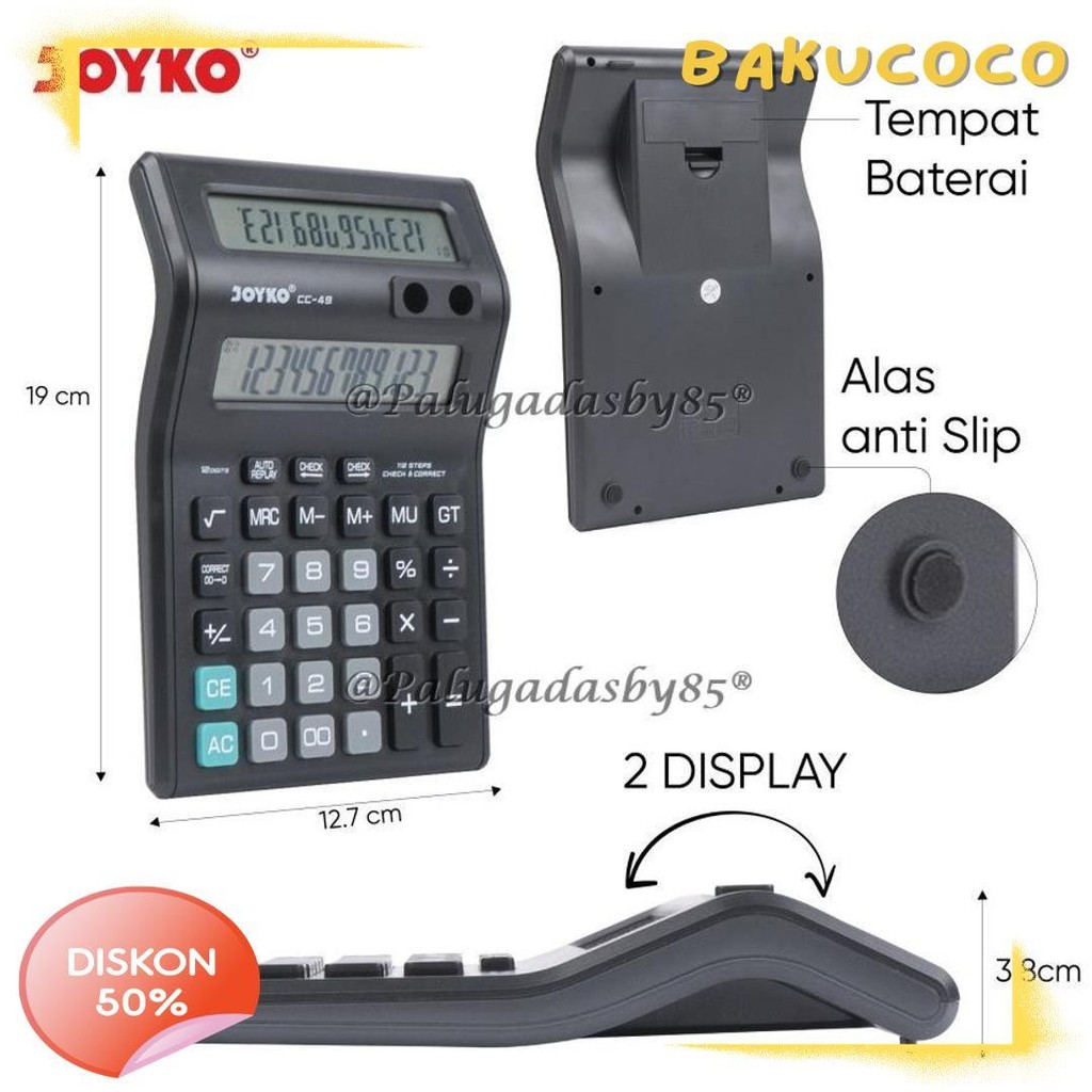 

Kalkulator Joyko Cc-49 12 Digits 2 Display (1 Biji) / Calculator Joyko Cc-49 / Joyko Cc 49 / Cc49 Diskon