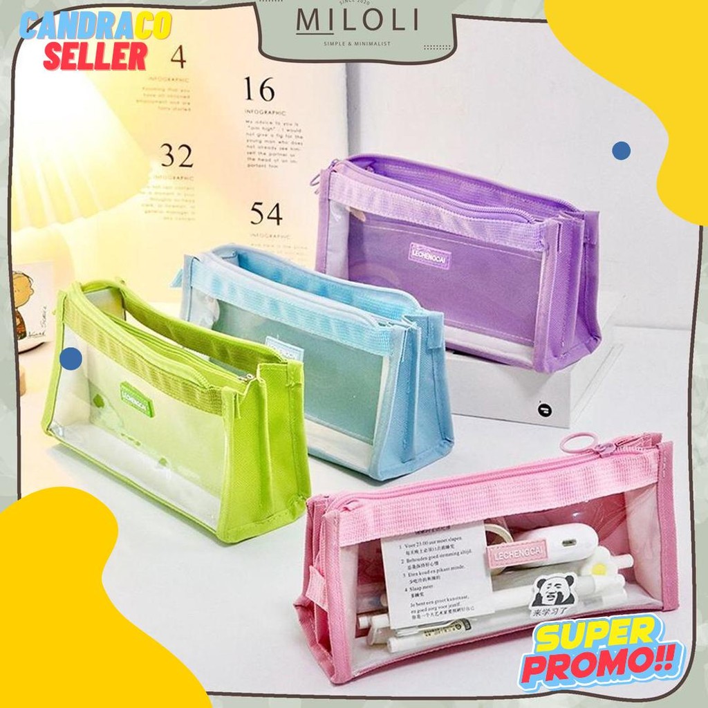 

[Miloli] Kotak Pensil Lechengcai Tempat Pena Kosmetik Kapasitas Besar Pvc Transparant Stationery - F0209 Diskon