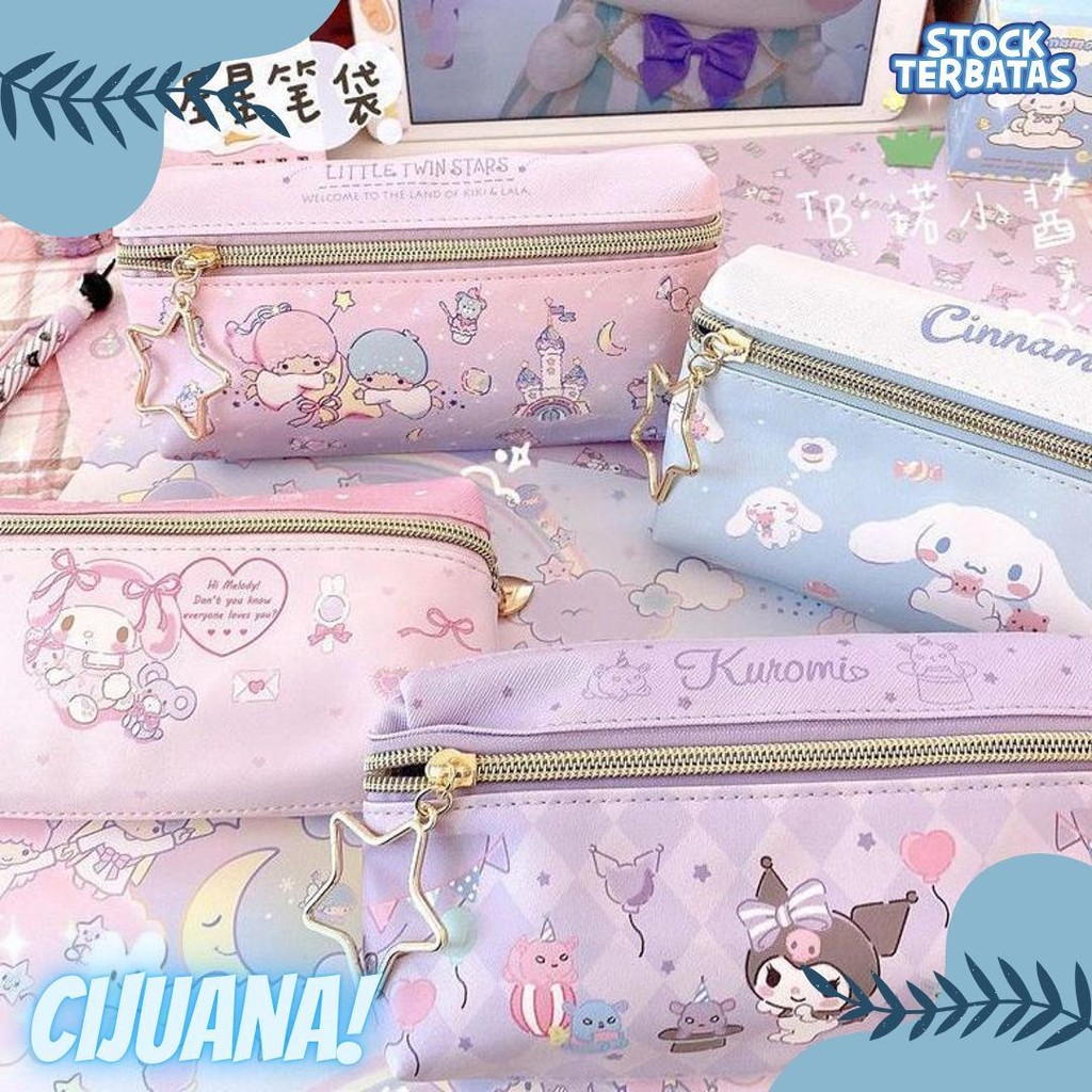

Tempat Pensil Terbaru 2 Sisi / Kotak Pensil Sanrio Terbaru /Pencil Case Cinnamoroll Kueomi Melody 2 Sekat Terlengkap Dan Termurah