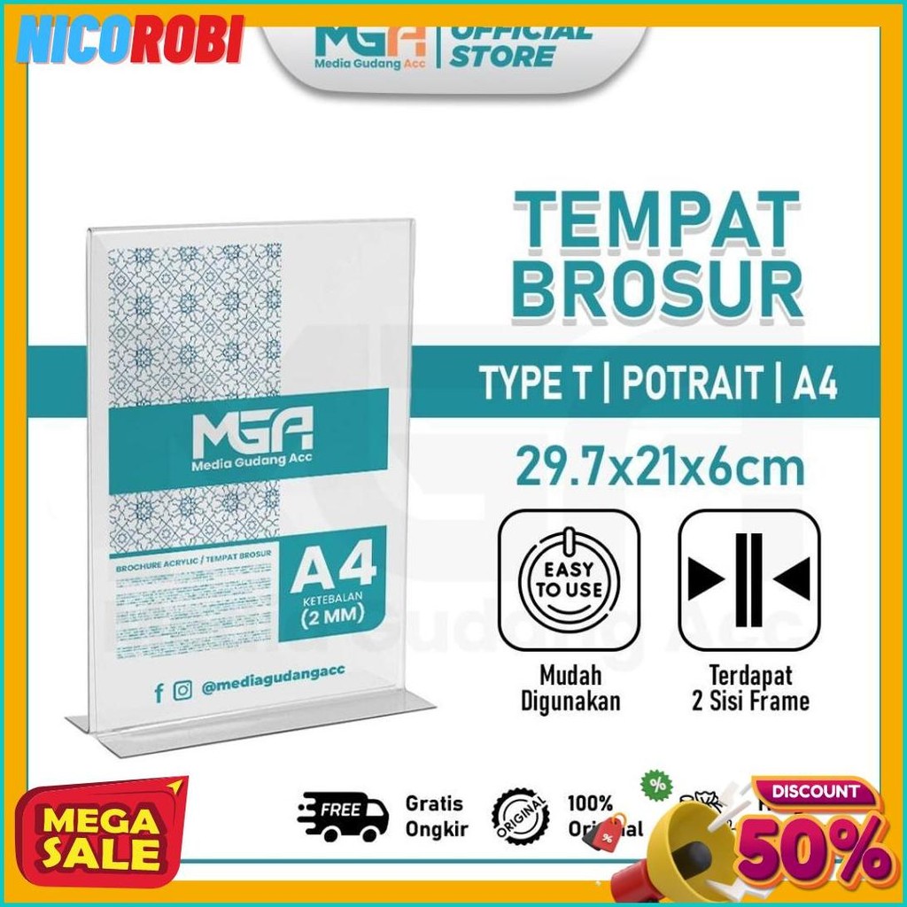 

Tempat Brosur A4 2Mm Portrait 2 Sisi / Tent Holder / Tent Card Stand Akrilik Diskon