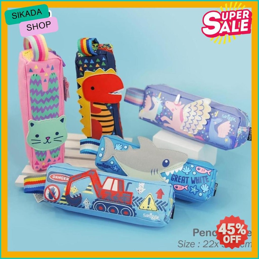 

Pencil Case Kotak Pensil Smiggle 1 Zipper Karakter Diskon Setengah Harga