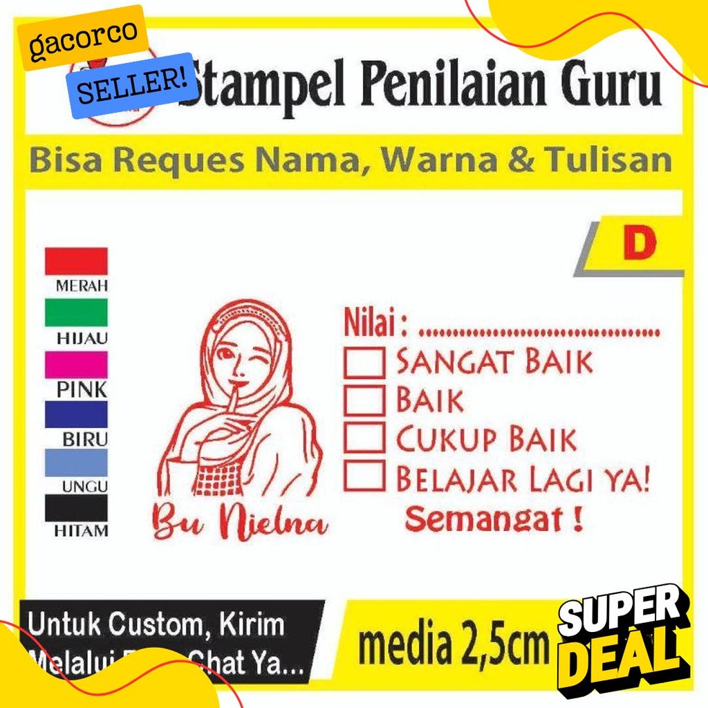 

Stempel Penilaian/Ganti Nama, Gambar Dan Warna/Cap Guru/Stampelbuguru Flash Sale! Diskon Hingga 70%