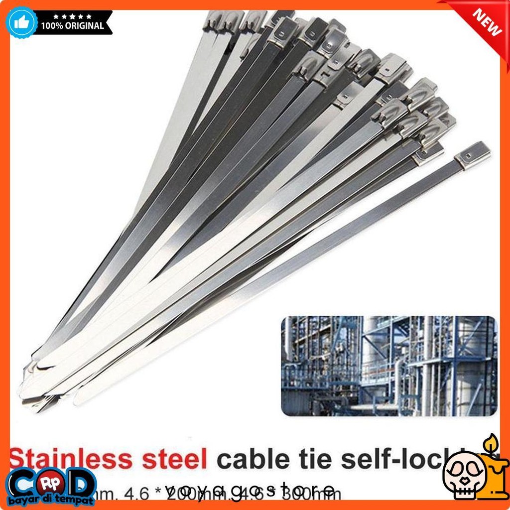 

50Pcs 15/20/30Cm Kabel Ties Stainless Steel Cable Ties Kabel Tis Steel 304 Diskon