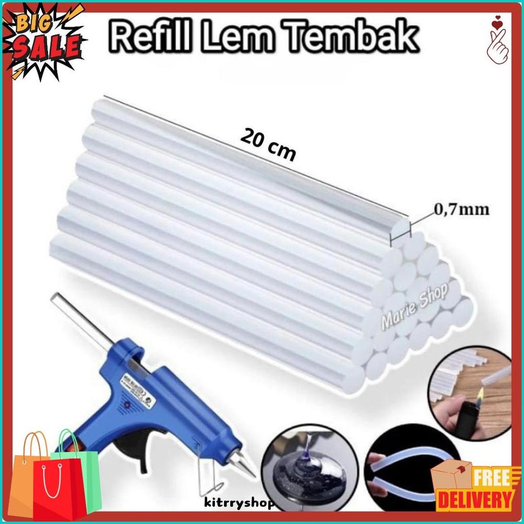 

100 Pc Isi Lem Tembak Refill Glue Stick - Lem Lilin Stick Bakar Perekat Kerajinan Tangan Multifungsi Lem Bakar Diskon Setengah Harga