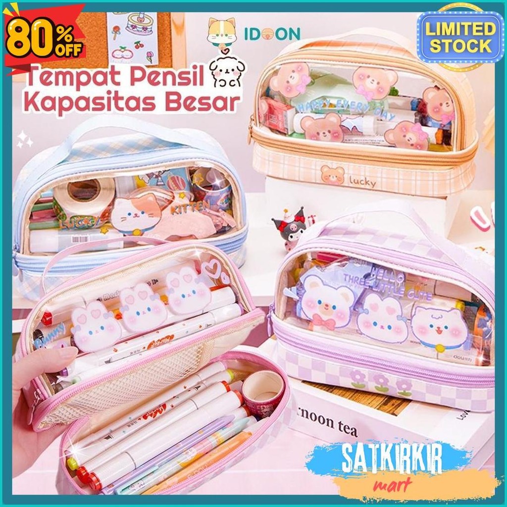 

Idoon Pencil Case Transparan Korea Tempat Pensil Besar Dua Lapis Kotak Pensil Tempat Pola Hewan Lucu Flash Sale! Diskon Hingga 70%