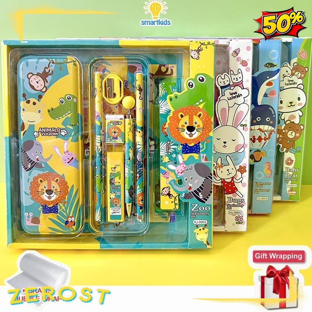 

Alat Tulis Set Paket Komplit 7 In 1 / Stationery Complete Lengkap / Kotak Pensil Anak / Souvenir Hadiah Kado / Sekolah Karakter Kartun Lucu Animal Hewan / Perlengkapan Tulis / Tempat Pensil Terlaris! Produk Ini Banyak Dicari