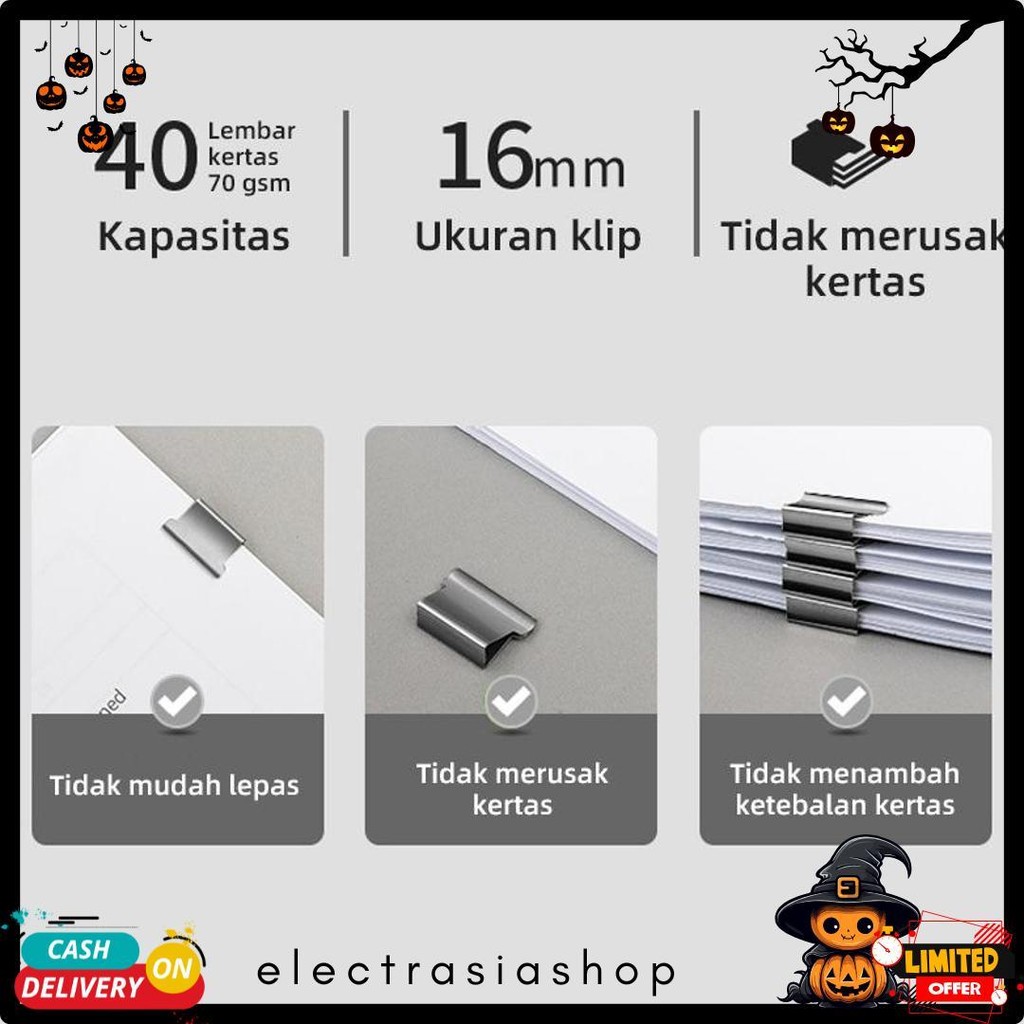 

Nusign Fastener / Binder Clip / Penjepit Kertas Otomatis Gratis 8 Buah Clip Ns085 Diskon