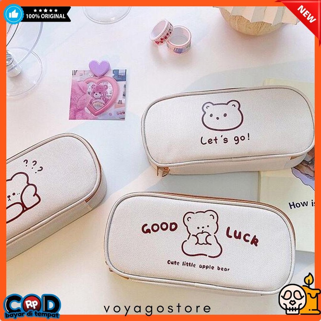 

[Miloli] Kotak Pensil Bear Cartoon Kanvas Minimalis Aesthetic Korean Style Stationery - F0204 Diskon