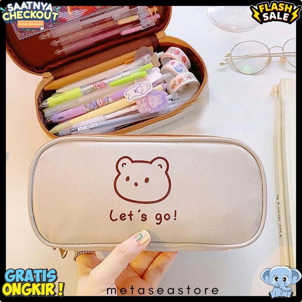 

[Miloli] Kotak Pensil Bear Cartoon Kanvas Minimalis Aesthetic Korean Style Stationery - F0204 Flash Sale! Diskon Hingga 70%