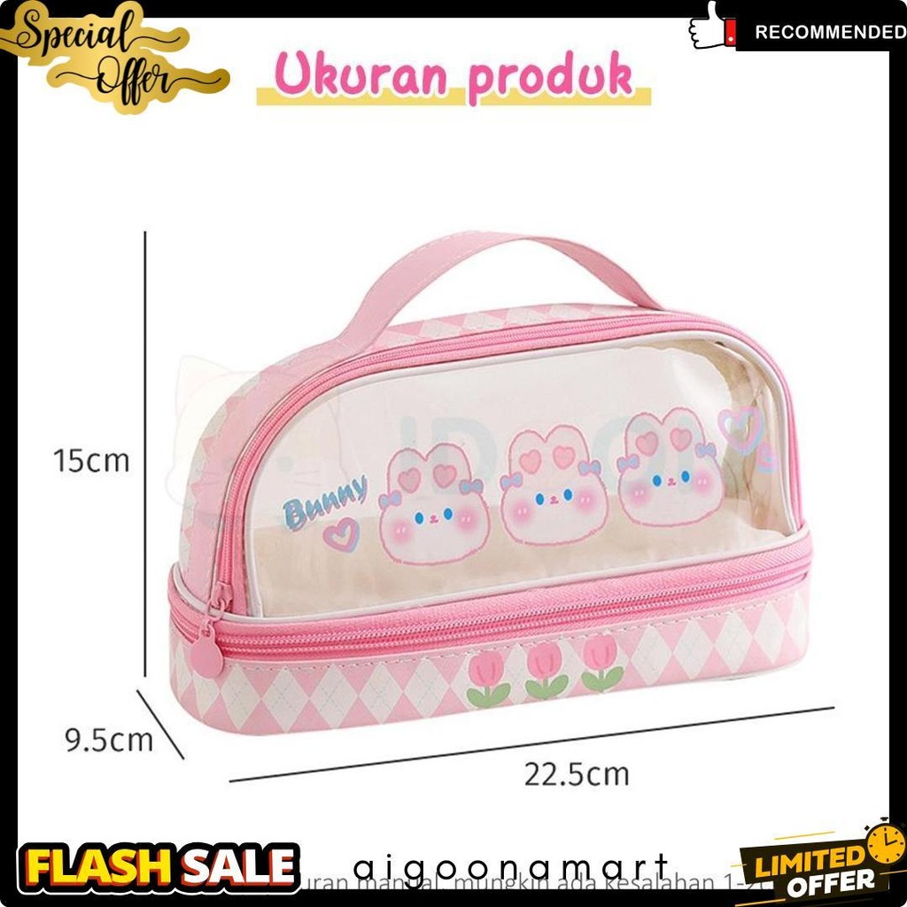 

Idoon Pencil Case Transparan Korea Tempat Pensil Besar Dua Lapis Kotak Pensil Tempat Pola Hewan Lucu Diskon