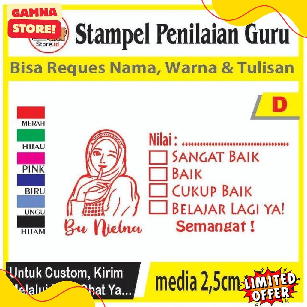 

Stempel Penilaian/Ganti Nama, Gambar Dan Warna/Cap Guru/Stampelbuguru Flash Sale! Diskon Hingga 70%