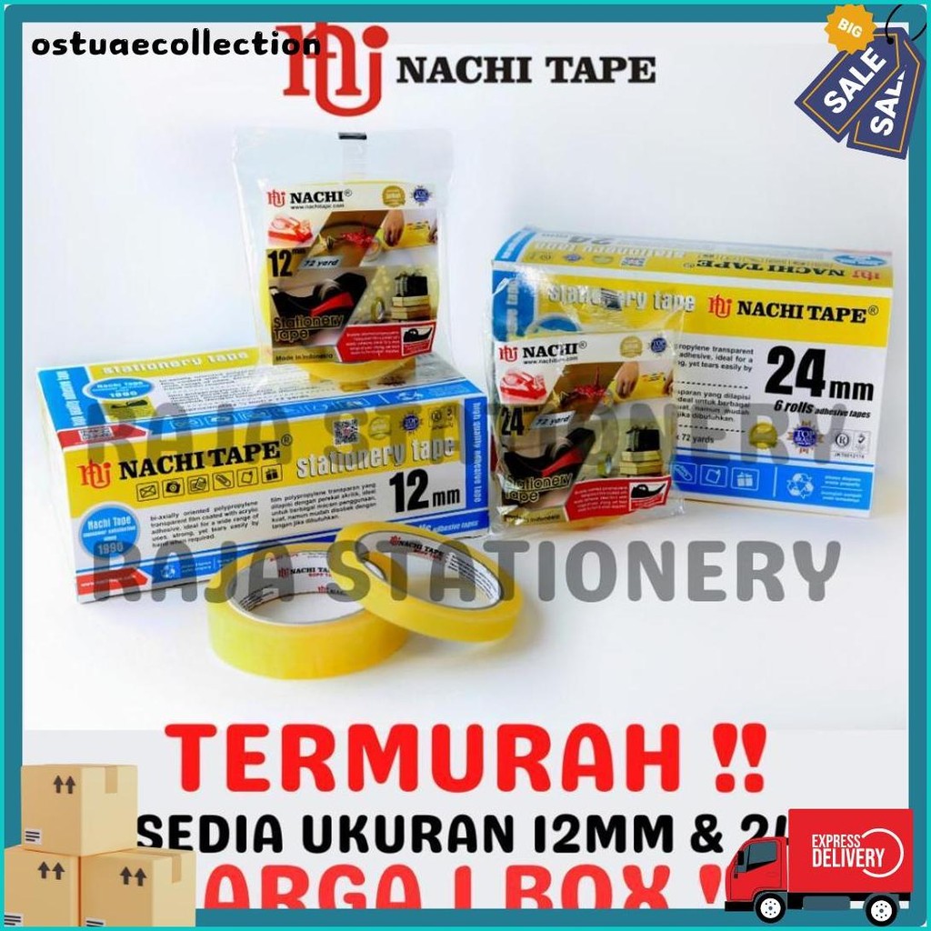 

Nachi Stationery Tape 12Mm 24Mm Selotip Solatip Lakban Solasi Isolasi Nachi [1 Box] Diskon