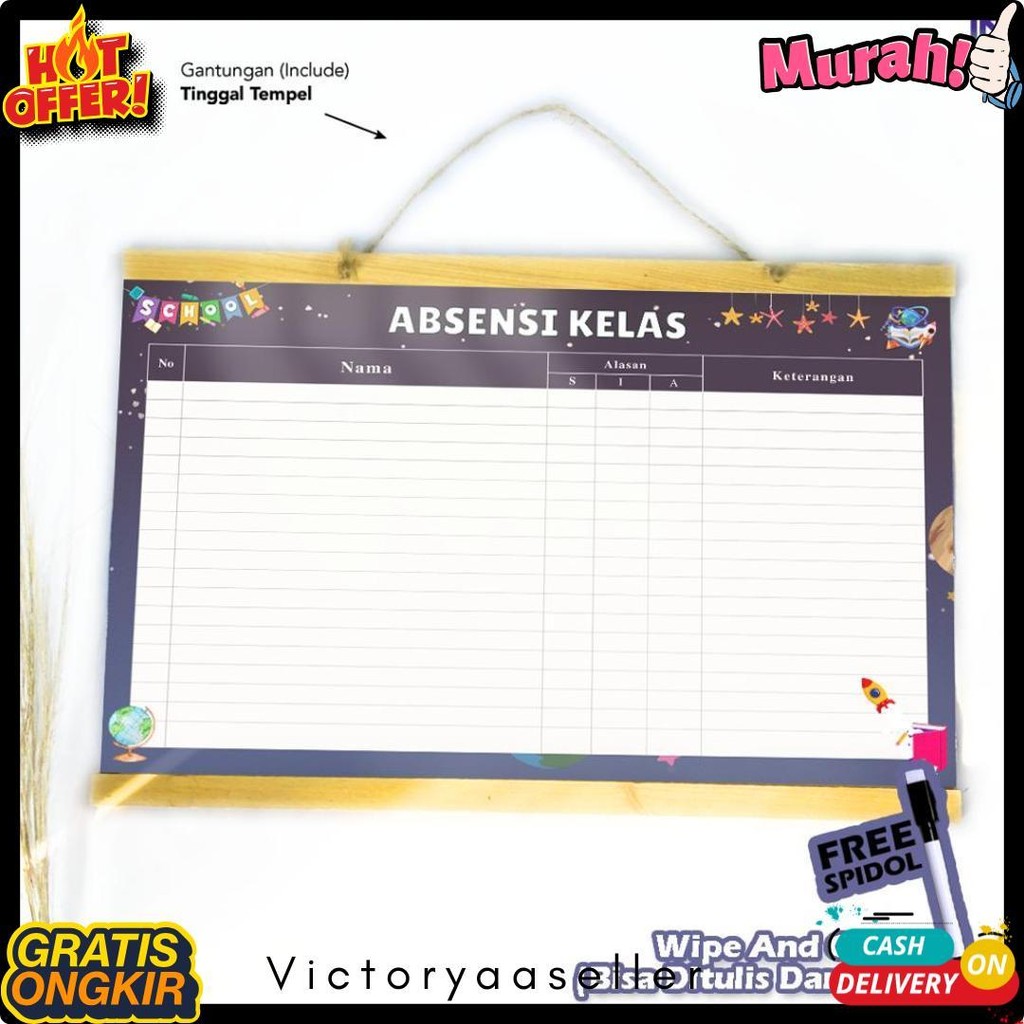 

Rha Gallery Planner Sekolah Absensi Kelas Siswa Astronout Wipe And Clean List Jadwal Tulis 32X48 Cm Diskon