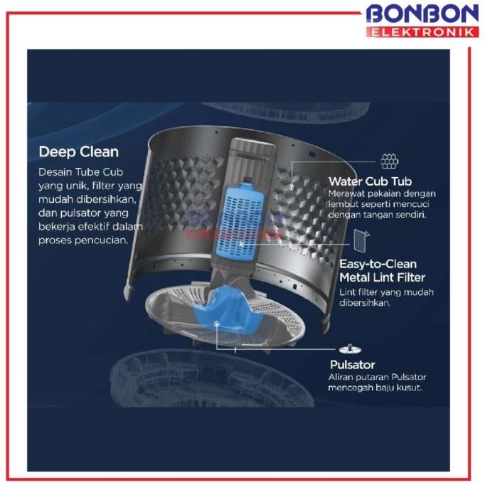 Murah Midea Mesin Cuci 1 Tabung MA100W75 / MA100-W75 / Top Loading MA100 W75 7.5Kg Non COD