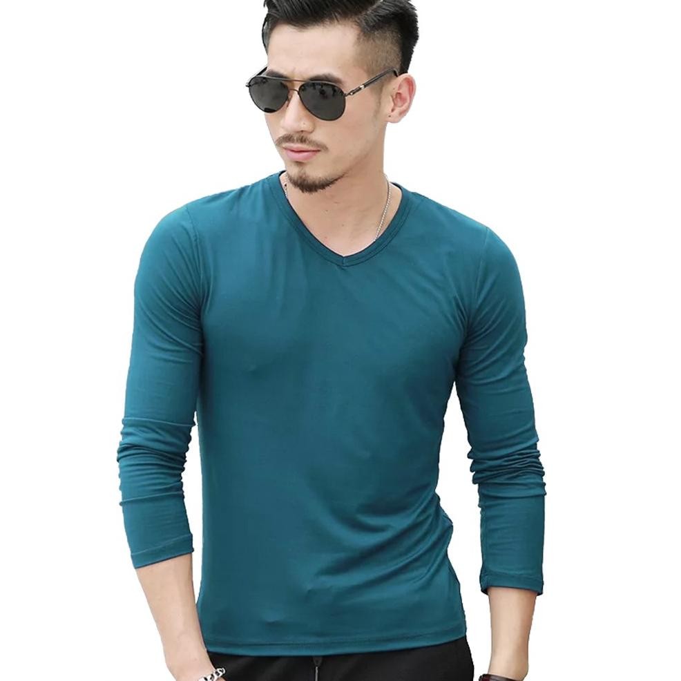 gh-6 Kaos Lengan Panjang Pria leher V Gaya Korea - XSHOP Duncan Original