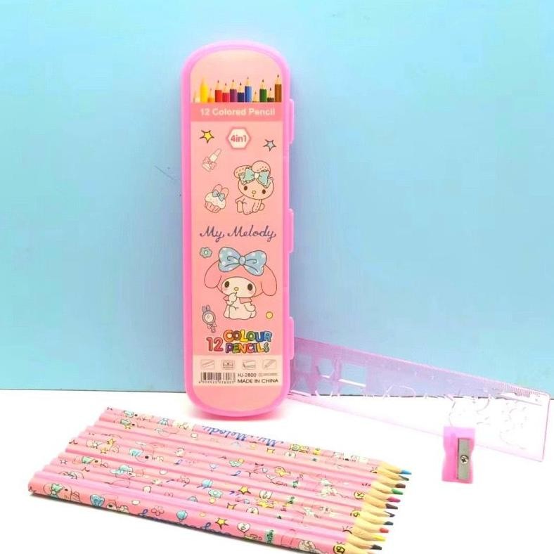 

Jy-6 Pencil Color 12 Pcs 4 In 1 Set Box Alat Mewarnai Pensil Penggaris Serutan Kado Hadiah Goodie Bag Stationery Peralatan Sekolah
