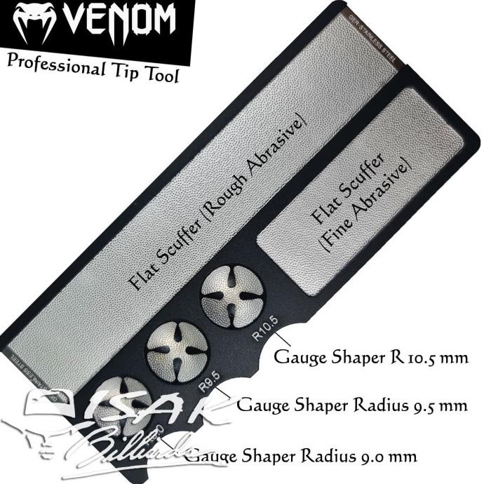Venom Professional Cue Tip Tool - Shaper Scuffer Stick Billiard Biliar