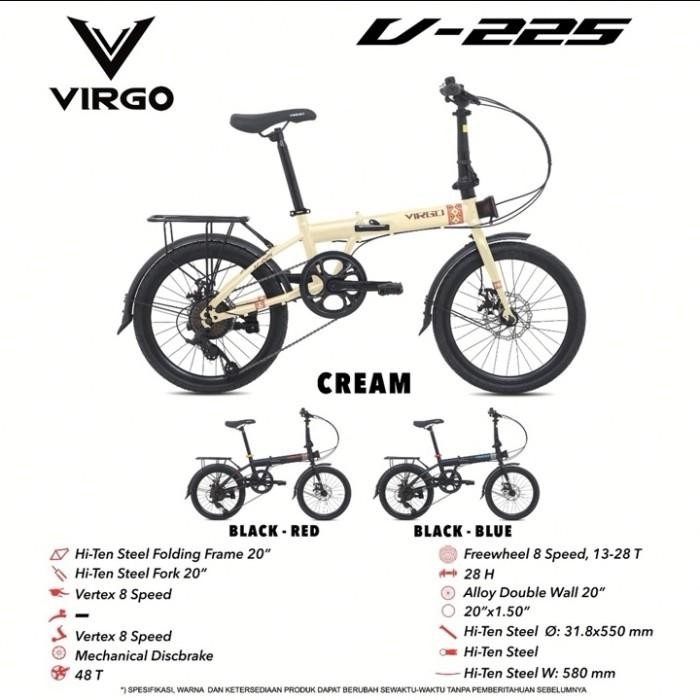 Sepeda Lipat 20 Virgo V 225 Bagasi 8 Speed Disc Brake Cakram Murah Original Dan Terpercaya