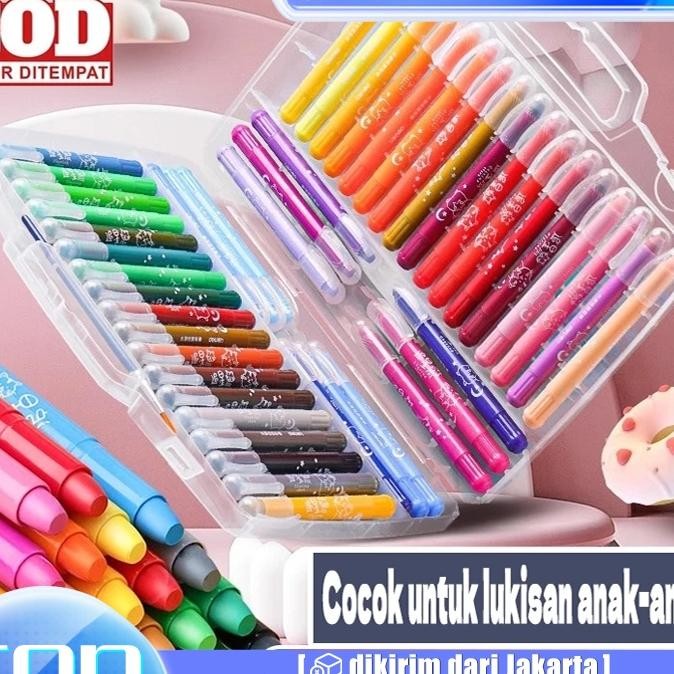 

Grasp Sedang Crayon Original 12/24/36/48 Warna Water Soluable Crayon Krayon Mewarnai
