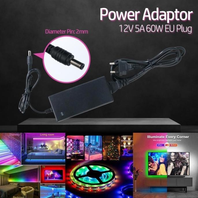 >*>*>*>*] adaptor 12V 5A cctv lampu led strip-power supply switching pompa DC