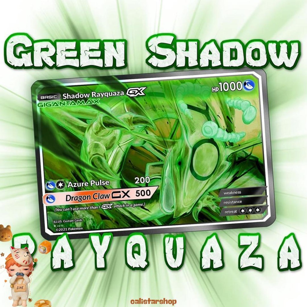Kartu Pokemon Tcg Rainbow Hologram English Version Sha-Dow Green Rayquaza Promo