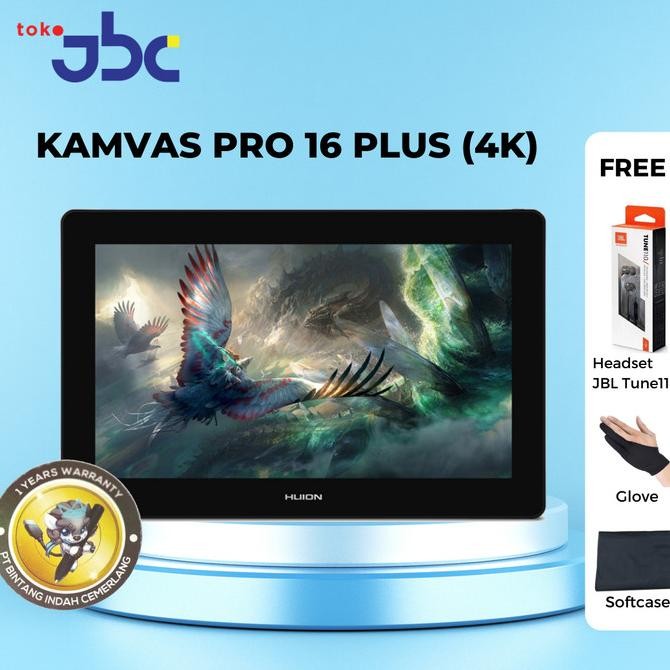 Huion Kamvas Pro 16 Plus (4K) Graphic Tablet Resmi 1 Tahun New Stok