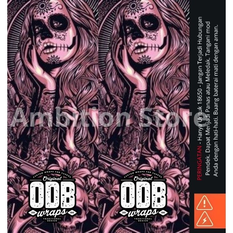 

*PromoGet2* Ambitionstore Stiker Wrap Baterai 18650 Skull Series Pelindung Dan Penghias Untuk Segala Merek 35 Stiker Garskin HP/Case Custom COD