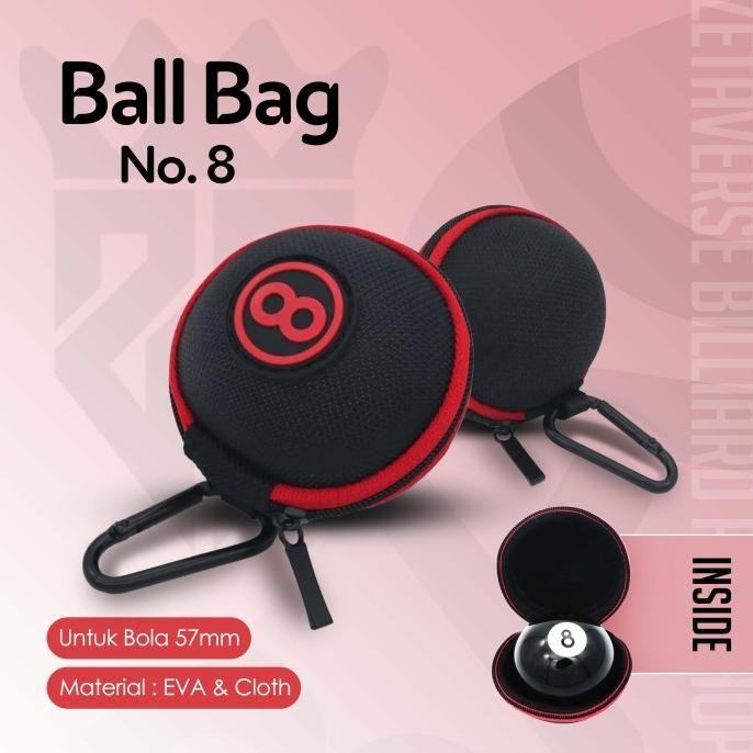 Murah Billiard Ball Bag No.8 - Tas Bola Biliar Carabiner Storage Pool Cue Non COD