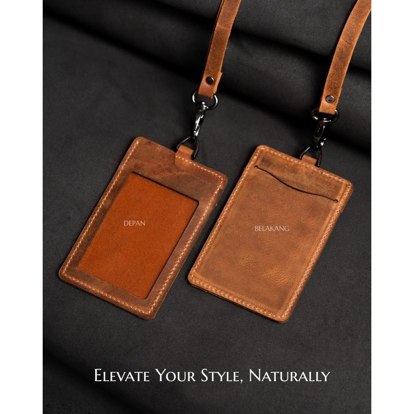 

TERLARIS - Gantungan id Card Kulit Asli LANYARD Name Tag & Card Holder