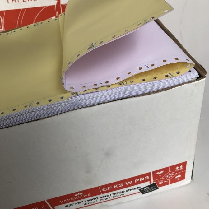 Continuous Form 3 PLY PRS kertas komputer Paperline K3 PRS