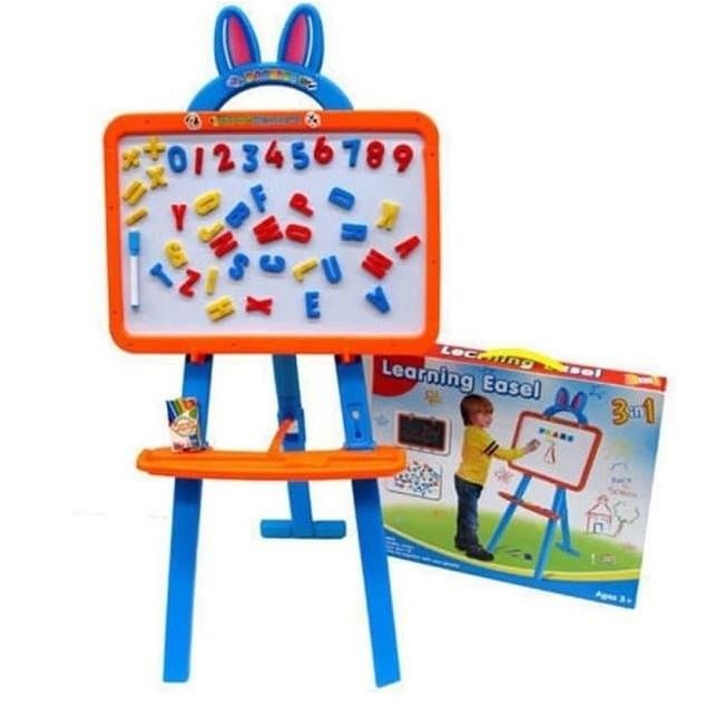 

Mainan Anak Learning Easel 3 In 1 Papan Tulis Magnet Black White Board Terlaris