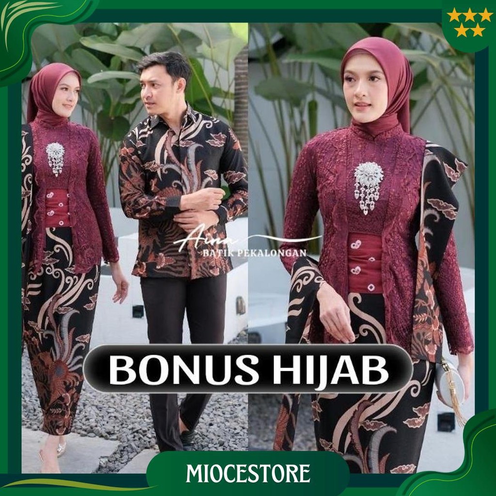 Kebaya Batik Couple Ayu Kutubaru Maroon Gratis Hijab Kebaya Modern Kebaya Kebaya Lamaran Tunangan Ke