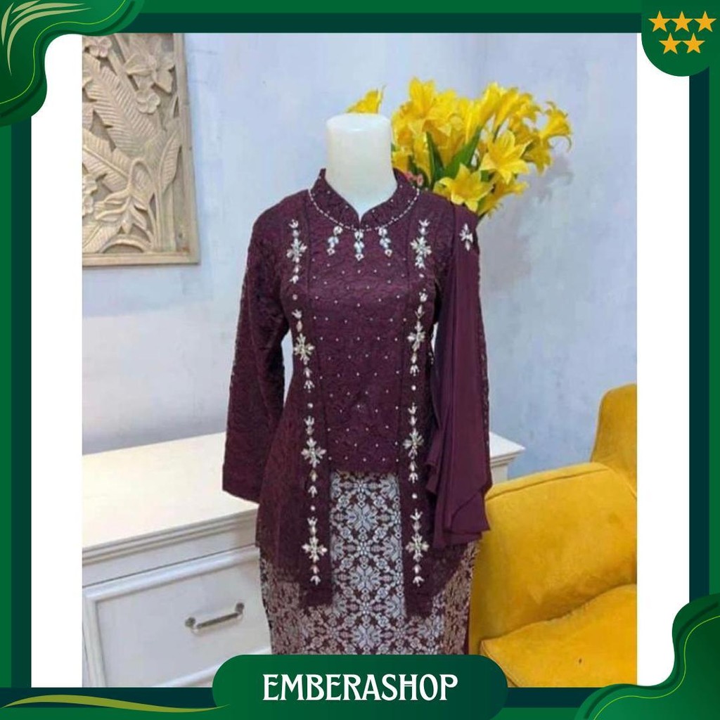 Kebaya Kutu Baru Brokat Slendang / Kebaya Hijab / Kebaya Borkat / Kebaya Terbaru Promo