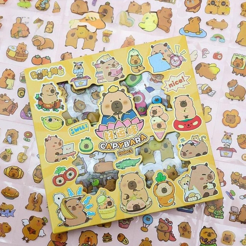 

uk-68 STICKER BOX CAPYBARA ISI 100 PCS stiker diy lucu Murah