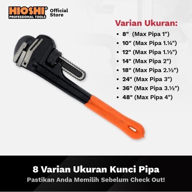 Murah Kunci Pipa / Pipe Wrench (Handel Karet) Hioshi Pro