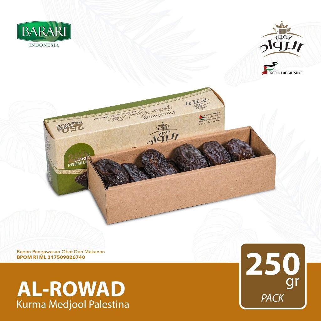 

AL-RWAD Kurma Medjool Palestina 250Gr Premium Dates High Quality Tekstur Lembut dan Legit