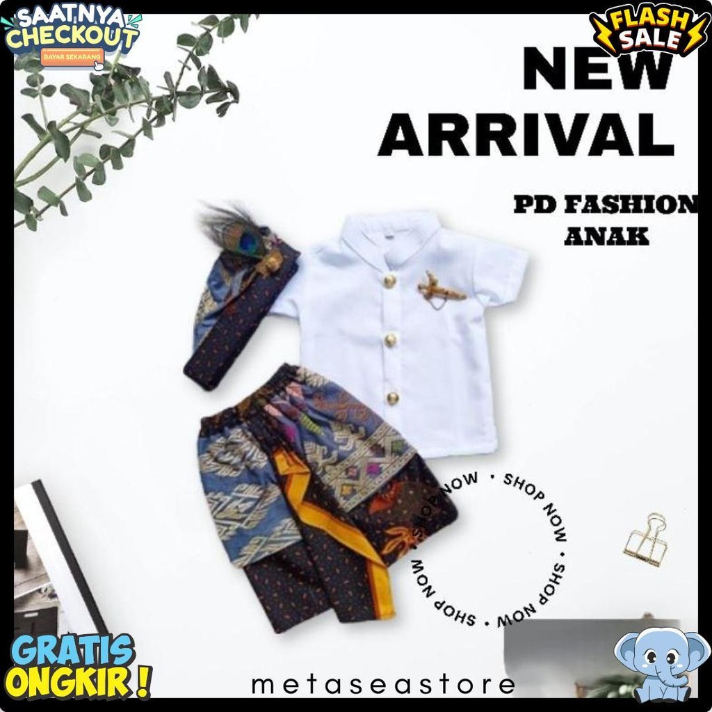 Setelan Baju Adat Tradisional Anak Laki | Set Umur 3-9 Tahun ( Ples Udeng Atau Blangkon ) Terlengkap