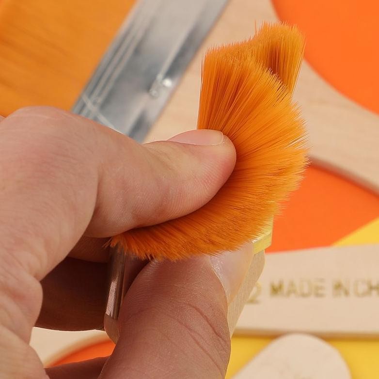 

df-7 12pcs Kuas Lukis Lebar Gagang Kayu Kuas Lukis Bali Artist Kuas Cat Tebal Halus Nylon Flat Painting Brush Sale