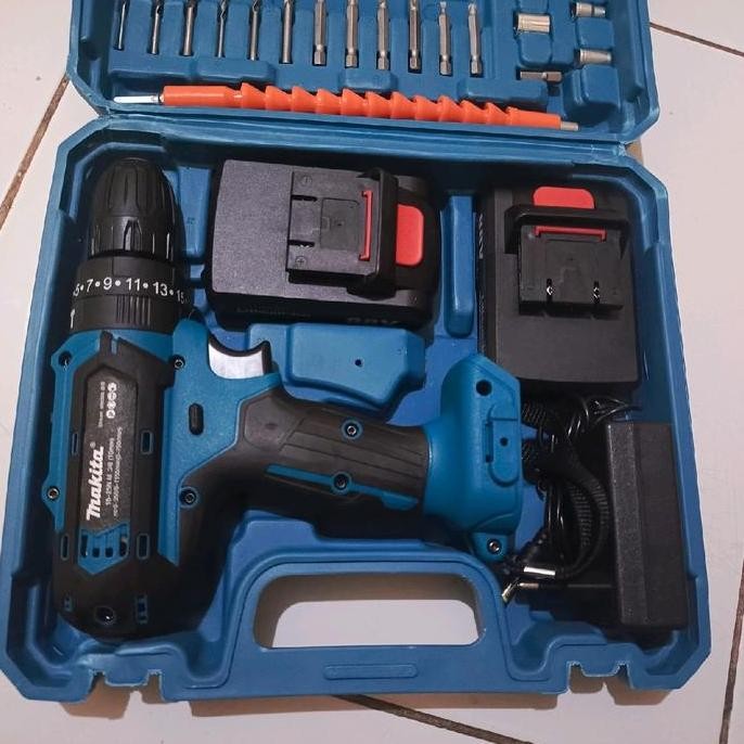 MAKITA IMPACT 86B 88V Mesin Bor 2 Battery Cas 10mm Bor Listrik Murah Bor tangan Baterai Besi Tembok 
