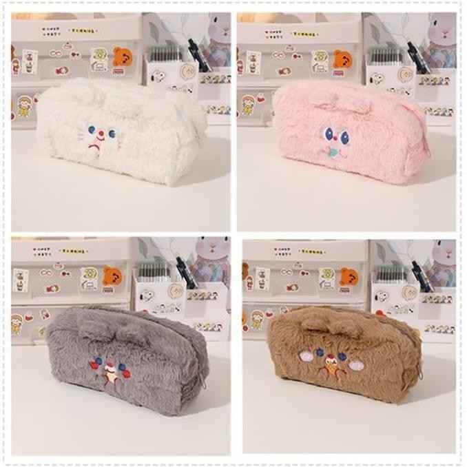 

Tas pena bulu lembut lucu/alat tulis anak perempuan/tas kosmetik kecil/tas pensil bordir kartun Stationery murah