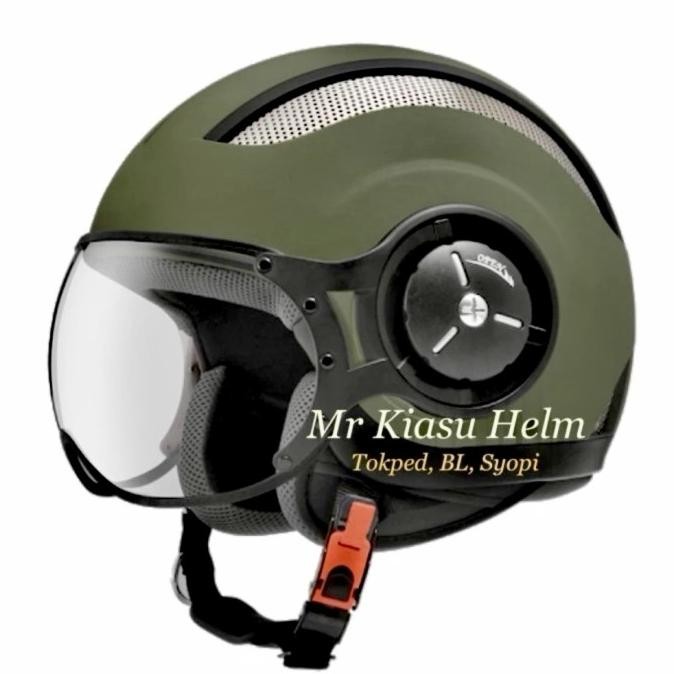 Sale Helm Zeus 218 Retro Pilot Matt Green Olive Army List Black Hijau Doff