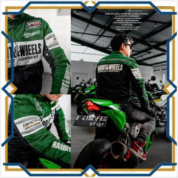 [pug] jaket rabbit and wheels new combo green original