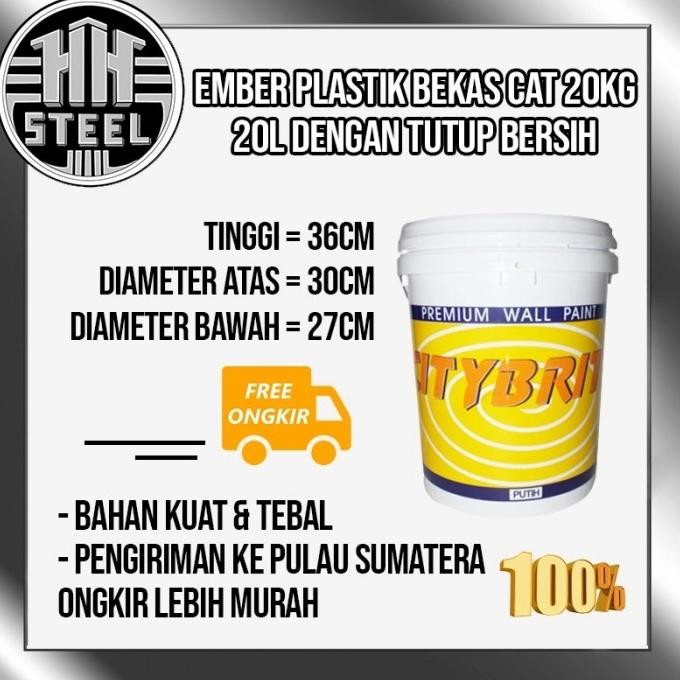 @@@@] Ember Plastik Bekas cat pail 20 Liter 20 kg bersih + tangkai dan tutup